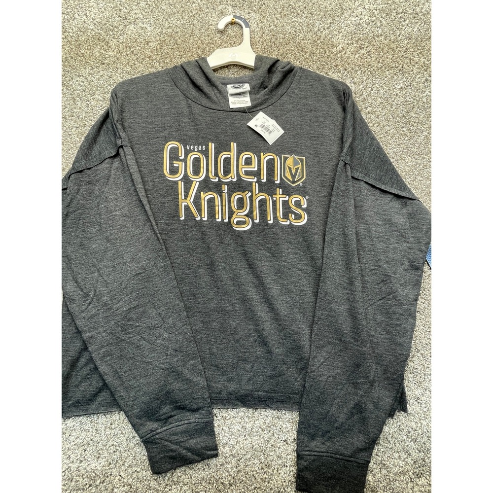 NHL Vegas Golden Knights Hoodie L Charcoal NEW Cropped Graphic Pullover